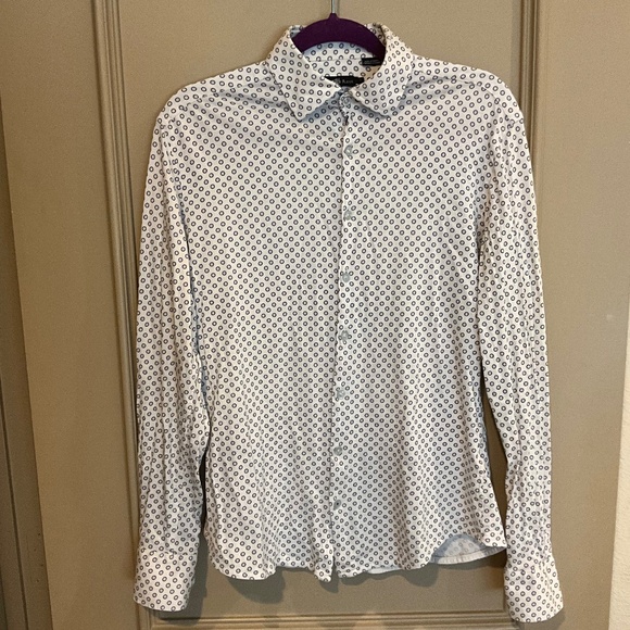 Stone Rose Long Sleeve Button Down 100% Cotton Shirt Size 2 Small Blue White - Picture 1 of 11